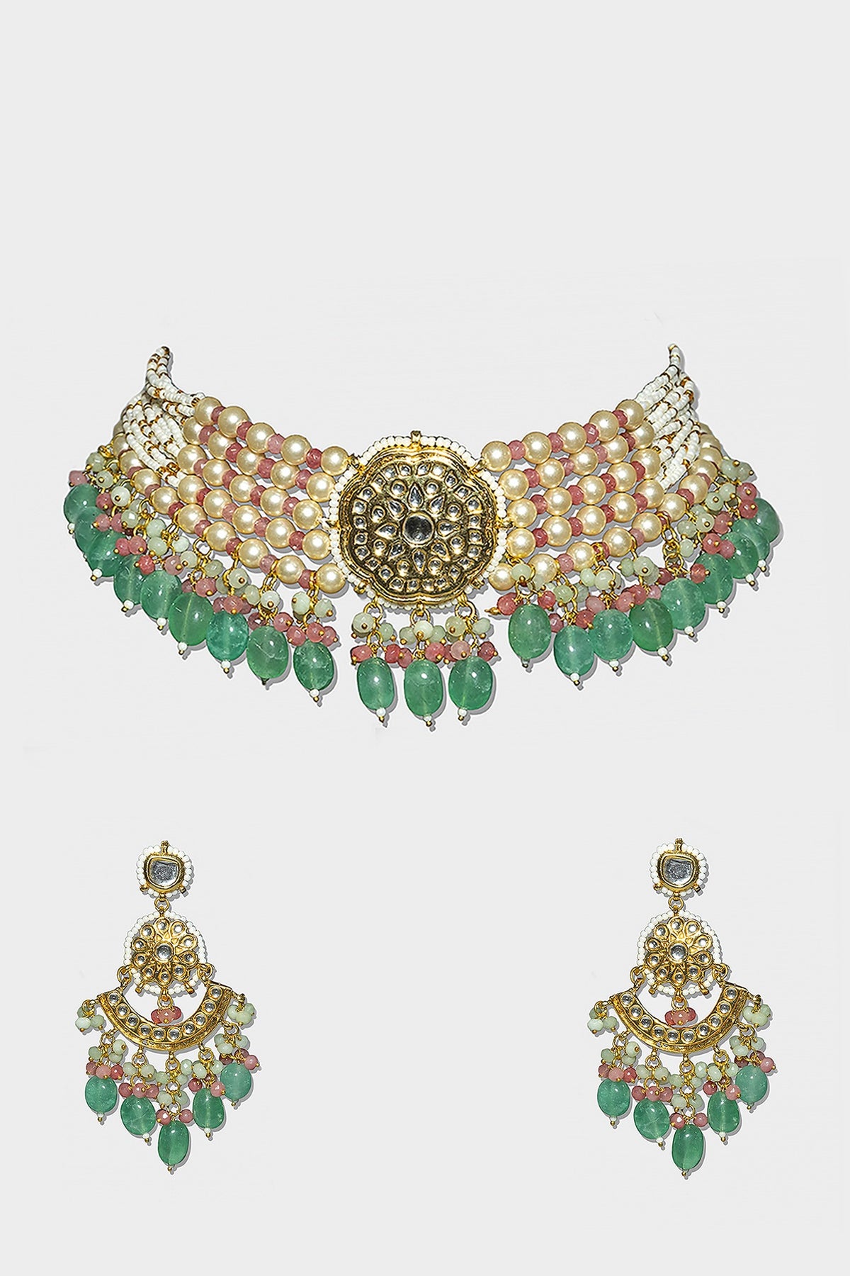 Gold Plated Pearl Necklace Set