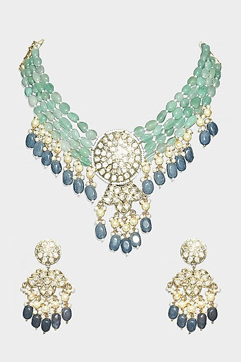 Gold Plated Necklace Set With Pearls