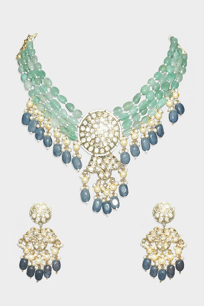Gold Plated Necklace Set With Pearls