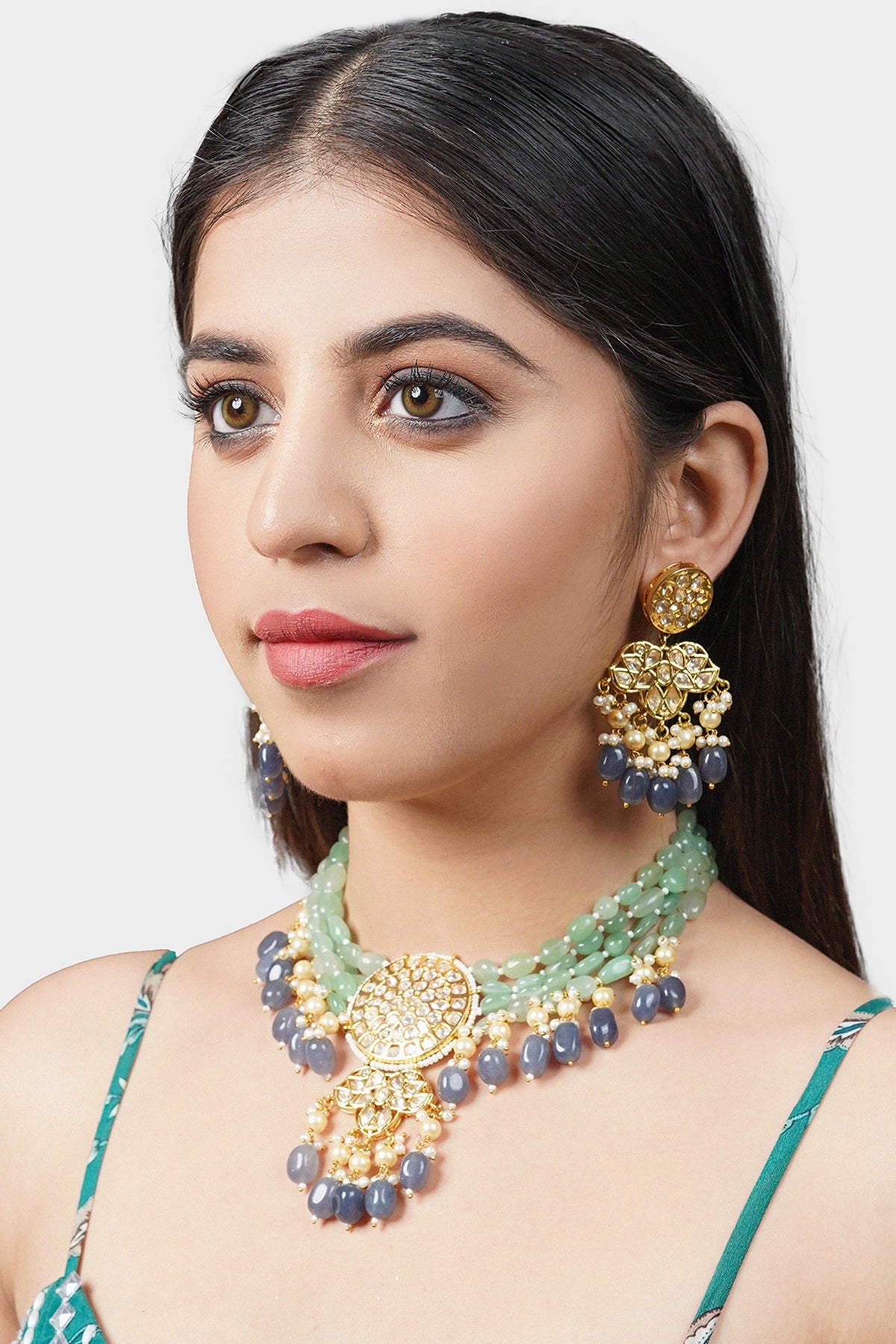 Gold Plated Necklace Set With Pearls