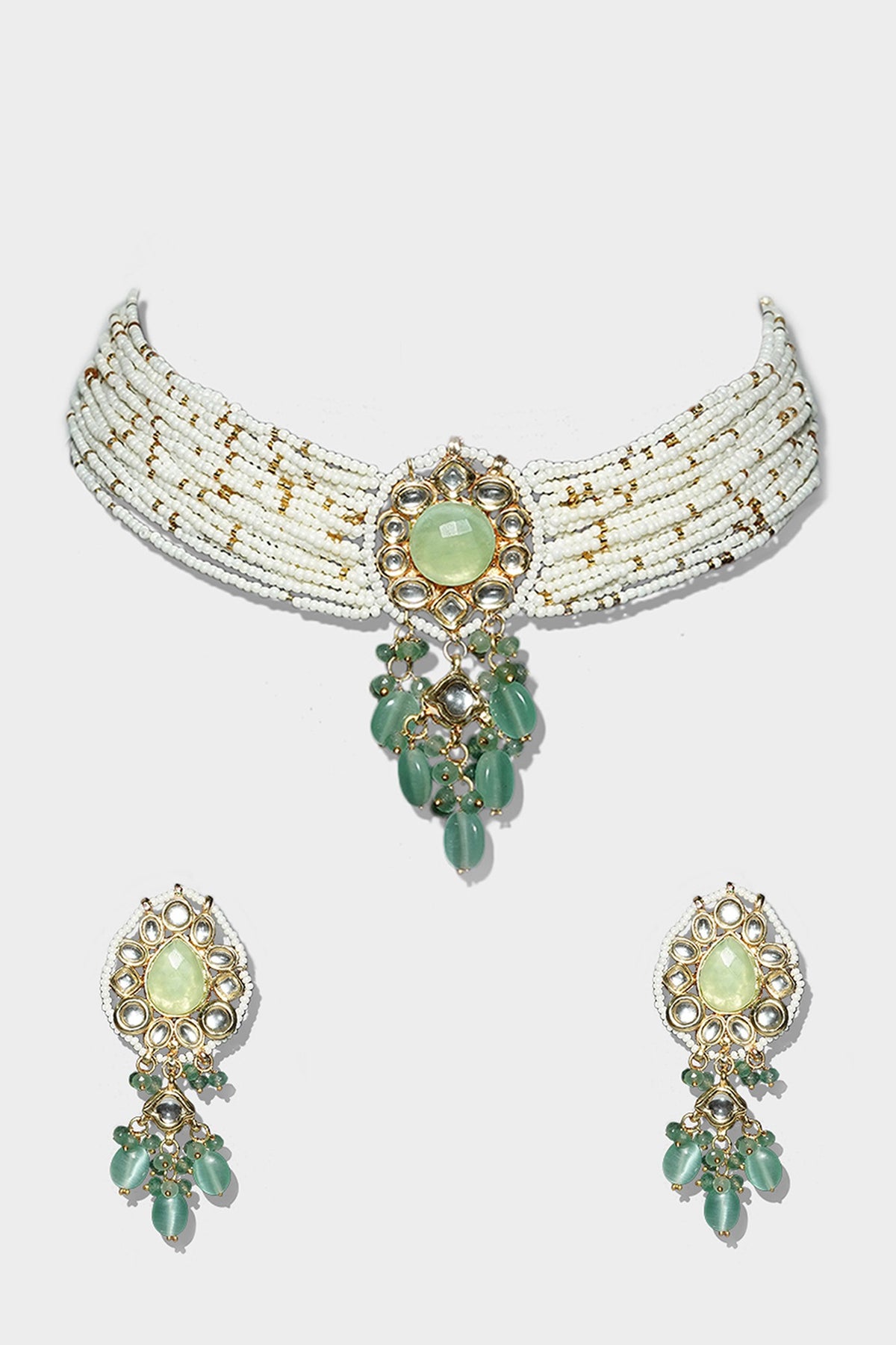 Gold Plated Kundan Polki Necklace Set