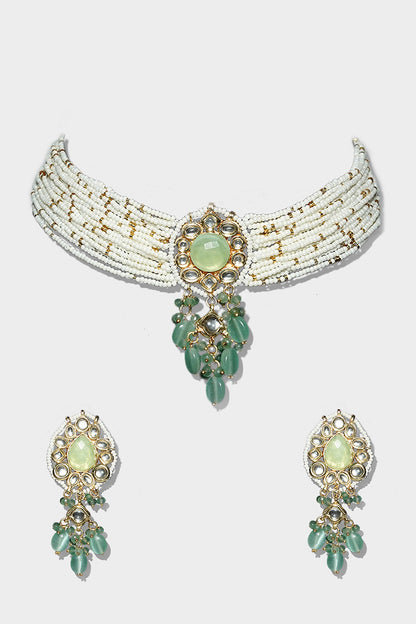 Gold Plated Kundan Polki Necklace Set
