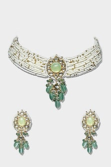 Gold Plated Kundan Polki Necklace Set