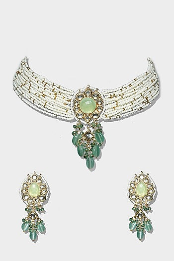 Gold Plated Kundan Polki Necklace Set