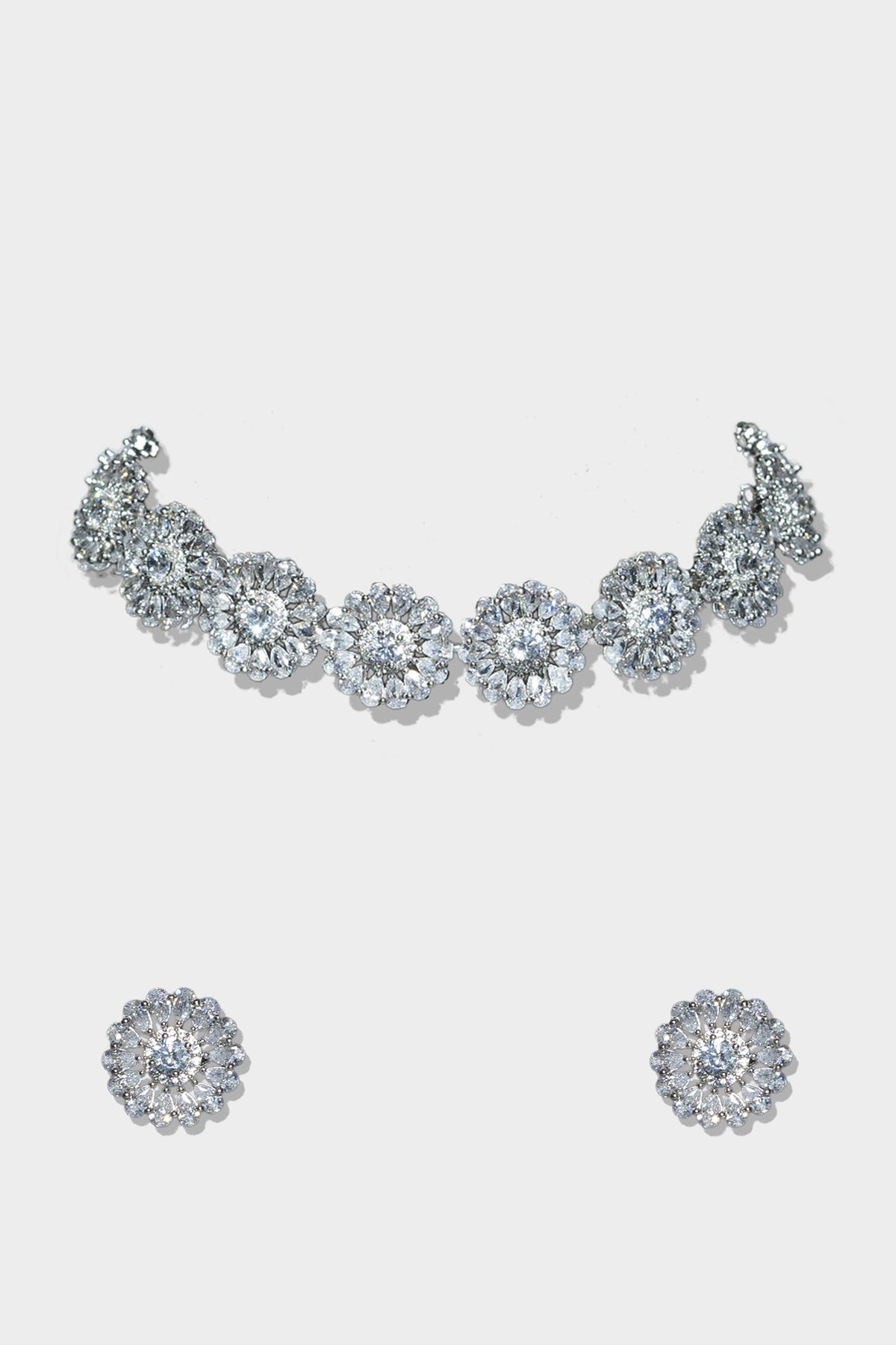 White Rhodium Finish Necklace Set
