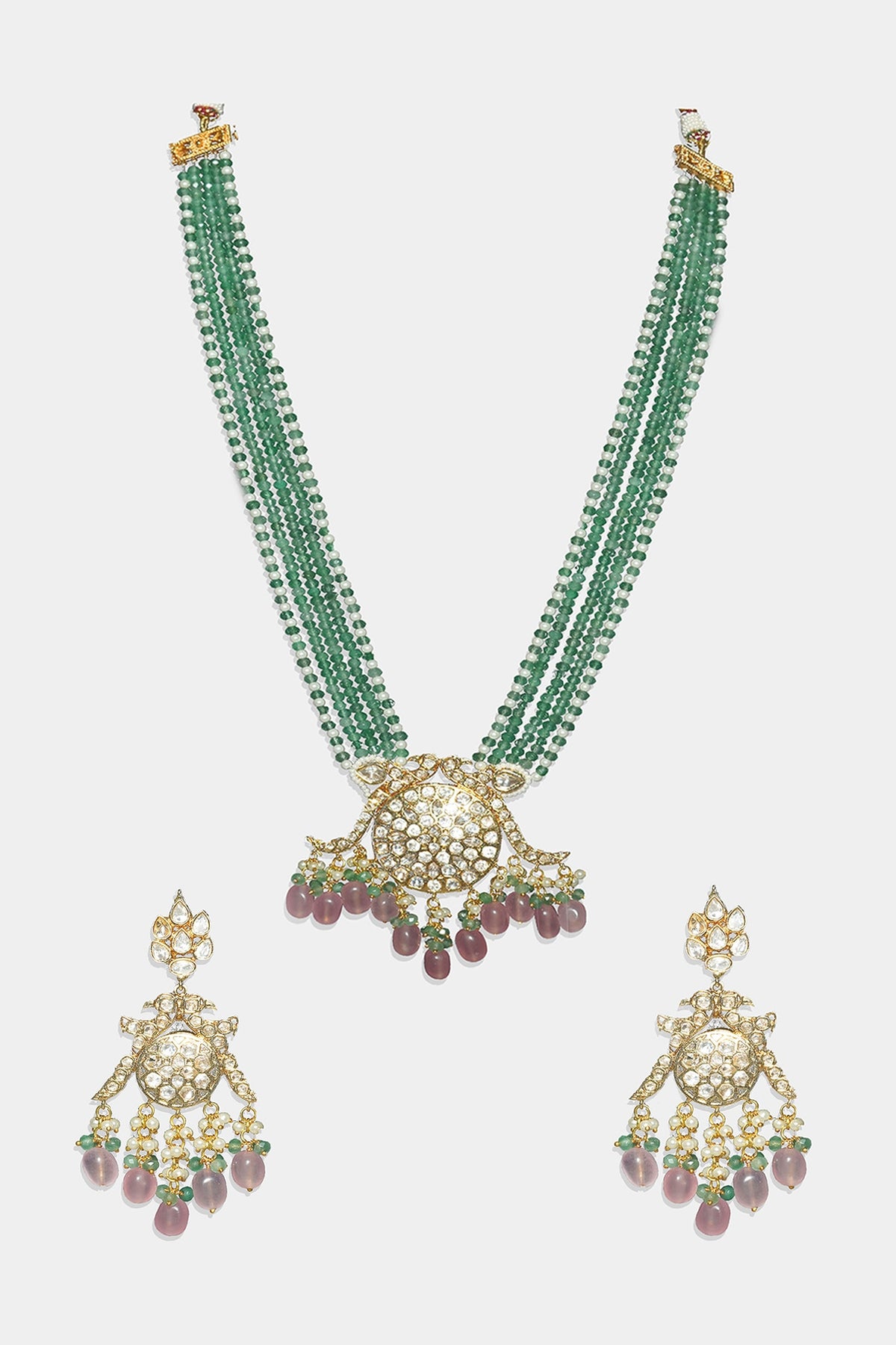 Gold Plated Kundan Polki Long Necklace Set
