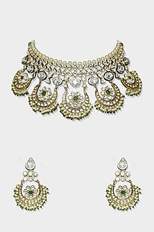Gold Finish Kundan Polki Choker Necklace Set
