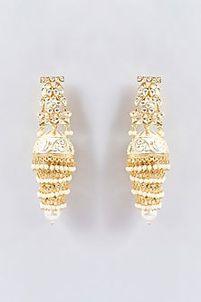 Gold Finish Kundan Polki Earrings