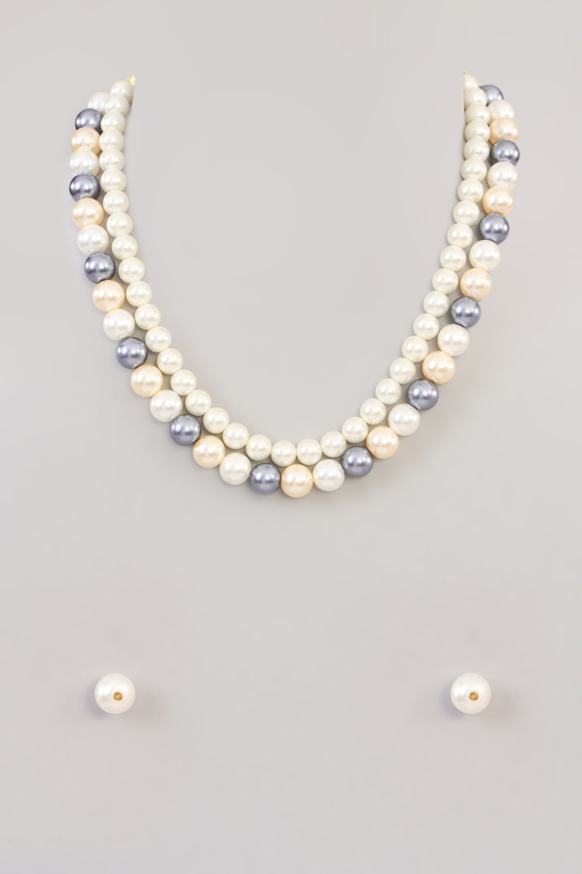Gold Finish Pearl Beaded Necklace Set