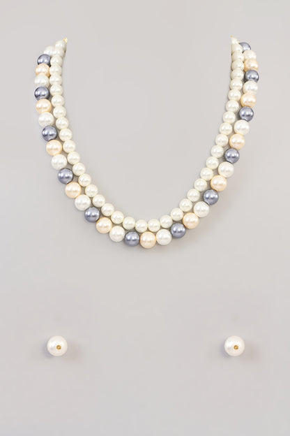 Gold Finish Pearl Beaded Necklace Set