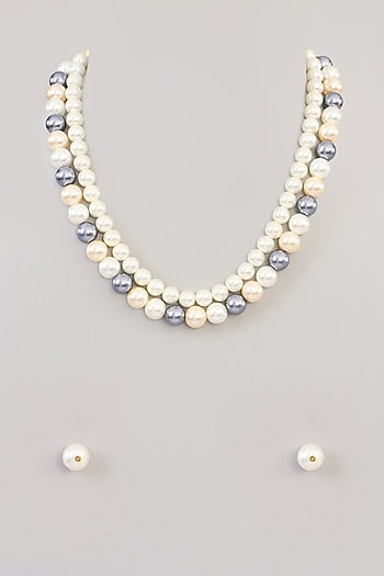 Gold Finish Pearl Beaded Necklace Set