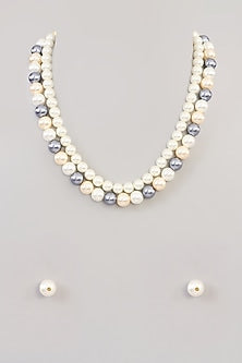 Gold Finish Pearl Beaded Necklace Set