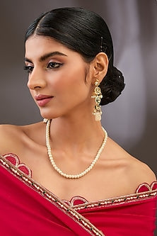 Gold Finish Pearl & Beaded Mala Set