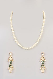 Gold Finish Pearl & Beaded Mala Set