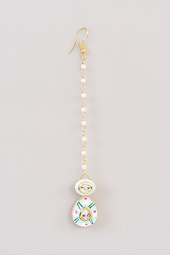 Gold Finish Kundan Polki & Beaded Necklace Set