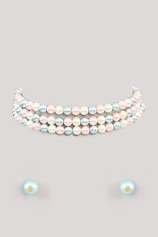 Gold Finish Pearl Necklace Set