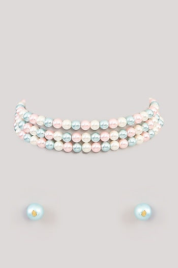 Gold Finish Pearl Necklace Set