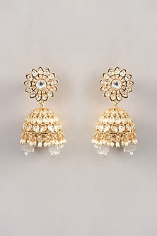 Gold Finish Kundan Polki Long Necklace Set