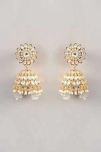 Gold Finish Kundan Polki Long Necklace Set