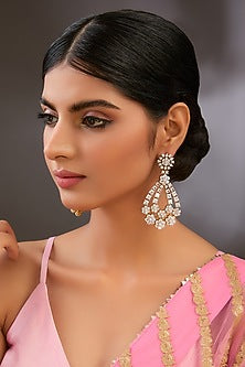 Gold Finish Diamond Dangler Earrings