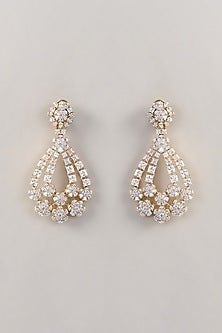 Gold Finish Diamond Dangler Earrings