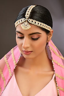 Gold Finish Kundan Polki Mathapatti