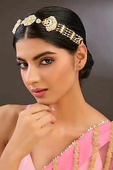 Gold Finish Kundan Polki Mathapatti