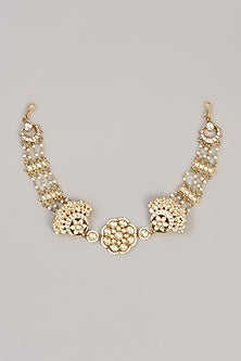 Gold Finish Kundan Polki Mathapatti