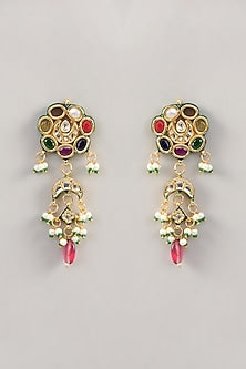 Gold Finish Kundan Polki & Beaded Choker Necklace Set
