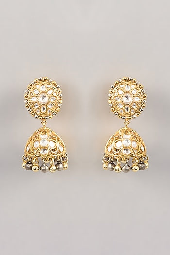 Gold Finish Kundan Polki Necklace Set