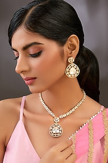 Gold Finish Zircon Long Necklace Set