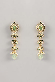 Gold Finish Kundan Polki Long Necklace Set
