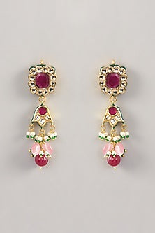 Gold Finish Kundan Polki & Navratna Stone Long Necklace Set