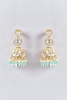 Gold Finish Kundan Polki Dangler Earrings