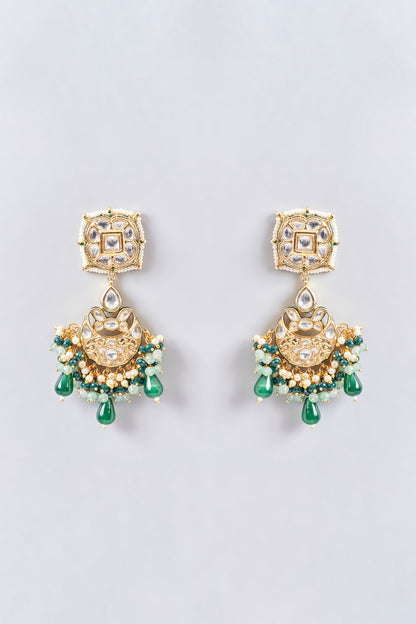 Gold Finish Kundan Polki Necklace Set