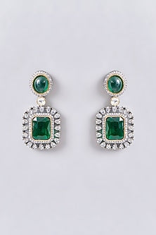 White Finish Green American Diamond Necklace Set