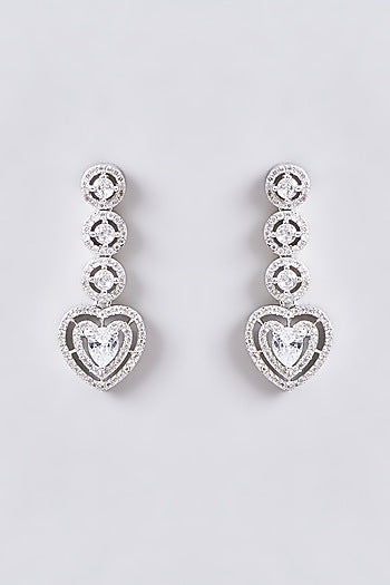 White Rhodium Finish American Diamond Necklace Set
