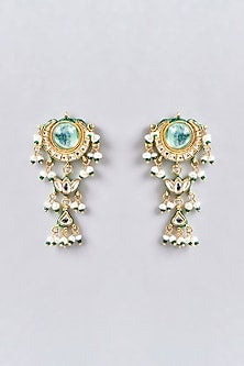 Gold Finish Kundan Polki & Beaded Choker Necklace Set