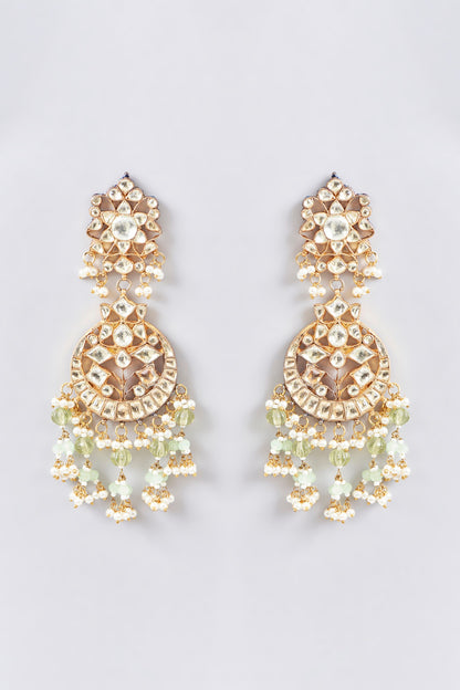 Gold Finish Kundan Polki Necklace Set