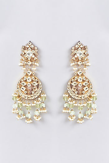 Gold Finish Kundan Polki Necklace Set