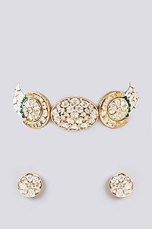 Gold Finish Kundan Polki Choker Necklace Set