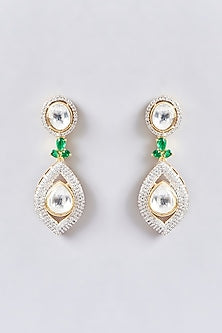 White Finish Kundan Polki & Green Zircon Layered Necklace Set