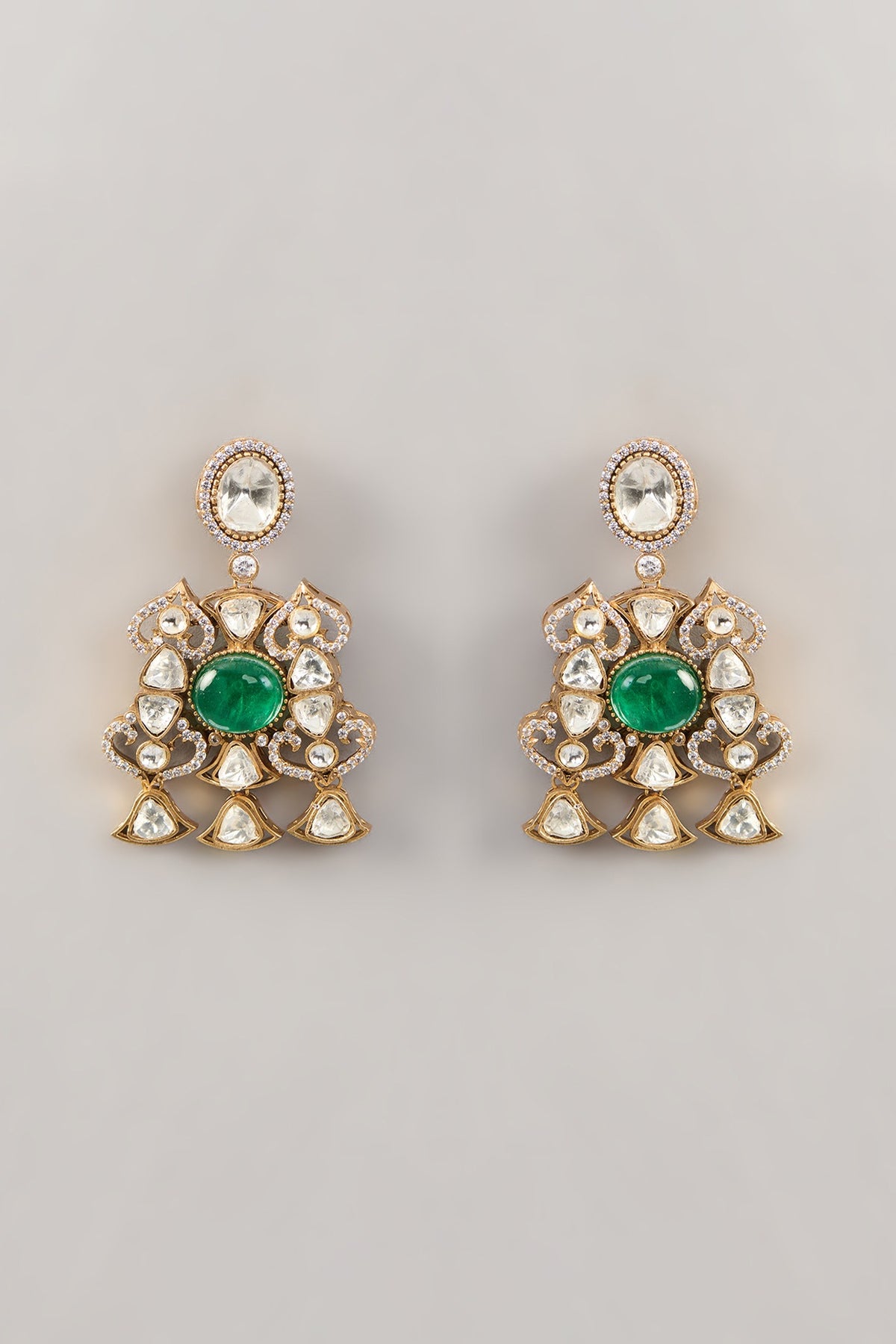 Gold Finish Kundan Polki Necklace Set