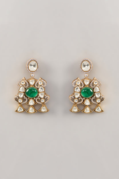 Gold Finish Kundan Polki Necklace Set