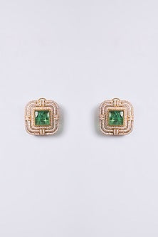 Gold Finish Zircon & Ruby Stone Necklace Set