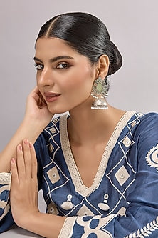Two-Tone Finish Multi-Colored Stone Chandbali Earrings