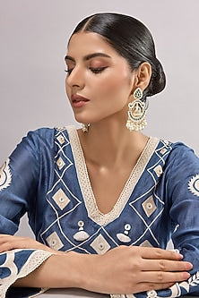 Two-Tone Finish Multi-Colored Stone Chandbali Earrings