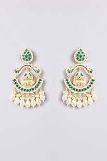Two-Tone Finish Multi-Colored Stone Chandbali Earrings