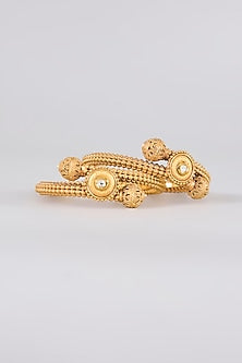 Gold Finish Kundan Polki Bangles (Set Of 2)