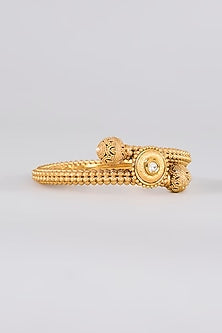 Gold Finish Kundan Polki Bangles (Set Of 2)